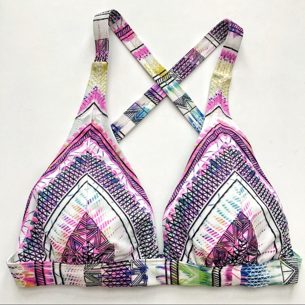 Jessica Simpson White Multicolor Bikini Top